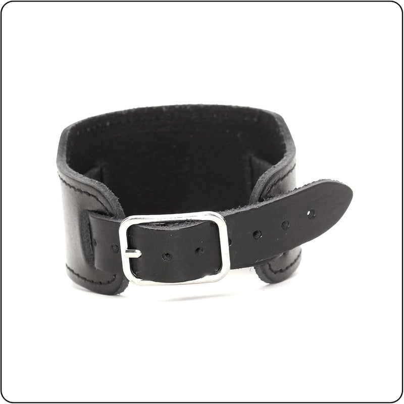 Fusamk Punk Rock Belt Buckle Bracelet Adjustable Wide Leather Cuff Bracelet - Image 4